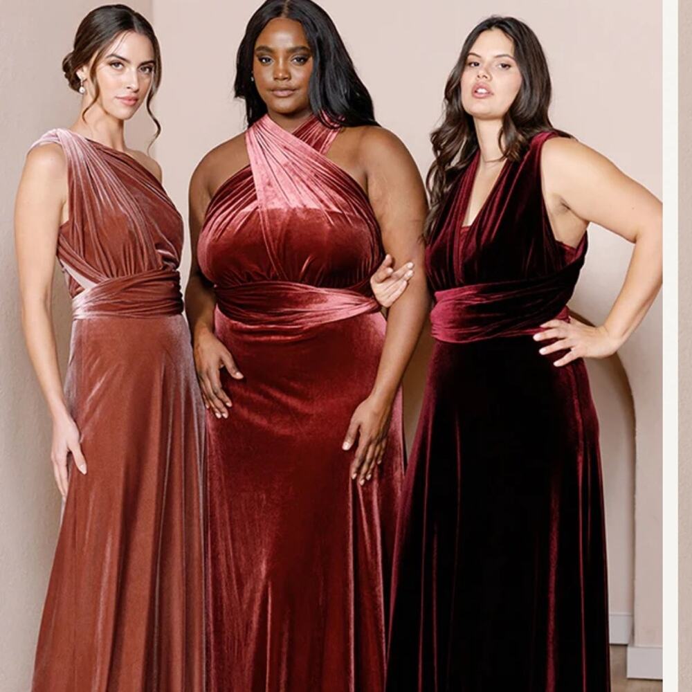 Revelry‎ Micah Convertible Velvet Rust Dress Medium